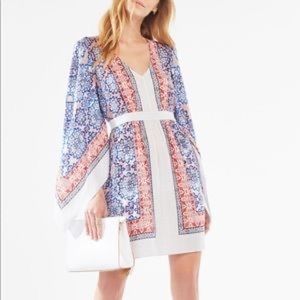 BCBGMAXAZRIA Womens Jenissa Printed Kimono-Sleeve Dress Size SMALL (NWT)